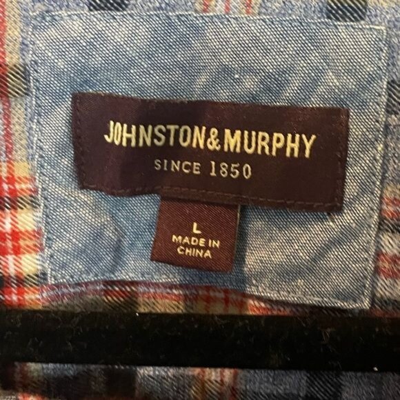 Johnston & Murphy Large Flannel Button Down Shirt Plaid Soft Cotton Long Sleeves - Picture 6 of 9